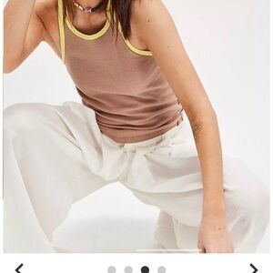 We The Free Brown Top with Yellow Edging